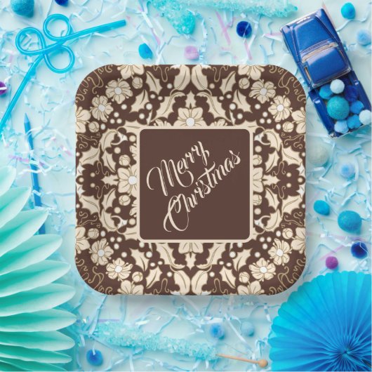 Weihnachts-Blätter, Berries & Blume Pappteller (Party)