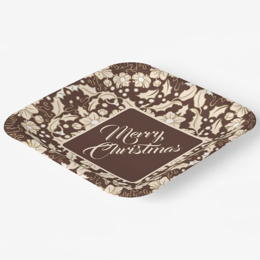 Weihnachts-Blätter, Berries & Blume Pappteller (Gewinkelt)