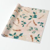 Weihnachts-Blätter Boho Pattern Geschenkpapier (Ungerollt)