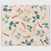 Weihnachts-Blätter Boho Pattern Geschenkpapier (Flach)