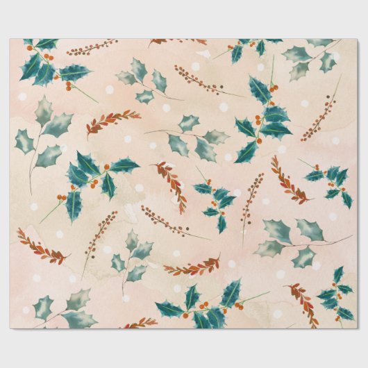 Weihnachts-Blätter Boho Pattern Geschenkpapier (Flach)