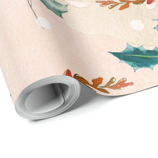 Weihnachts-Blätter Boho Pattern Geschenkpapier (Rolleneckpunkt)