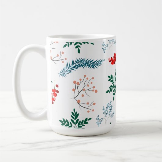 Weihnachts-Blätter Muster Merry & Bright Kaffeetasse (Links)