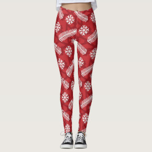 Weihnachts-Blätter Schneeflockenmuster Leggings