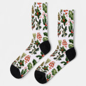 Weihnachts-Blätter und Holly-Crew-Socken Socken (Linkes Detail)