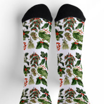 Weihnachts-Blätter und Holly-Crew-Socken