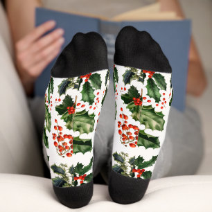 Weihnachts-Blätter und Holly-Crew-Socken Socken
