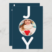 Weihnachts-Blau-Foto Freude moderne Karte (Vorne/Hinten)