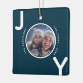 Weihnachts-Blau-Freude-Foto modern Keramikornament (Links)