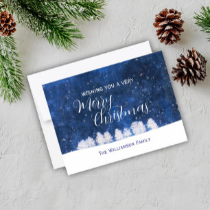 Weihnachts-Blau und Weiß-Winter-Schneeszene Postkarte