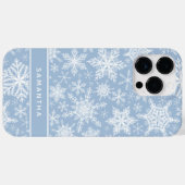 Weihnachts-Blau- und Weißschneeflocken Mit Monogra Case-Mate iPhone Hülle (Rückseite (Horizontal))