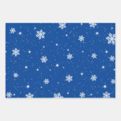 Weihnachts Blaue Sterne Schneeflocken Muster Geschenkpapier Set (Vorderseite 3)