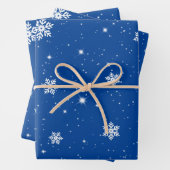 Weihnachts Blaue Sterne Schneeflocken Muster Geschenkpapier Set (Beispiel)