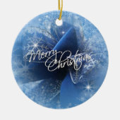 Weihnachts-Blauer Band-Ornament Keramikornament (Vorne)