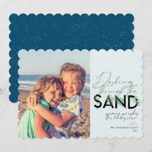 Weihnachts-Blauer Dashing durch den Sand Feiertagskarte