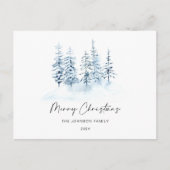 Weihnachts-Blauer Winterwald Rustikale Landschaft Postkarte (Vorderseite)