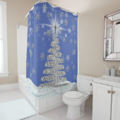 Weihnachts-Bling Silberbaum und Schneeflocken Duschvorhang (Beispiel)
