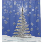 Weihnachts-Bling Silberbaum und Schneeflocken Duschvorhang (Vorderseite)