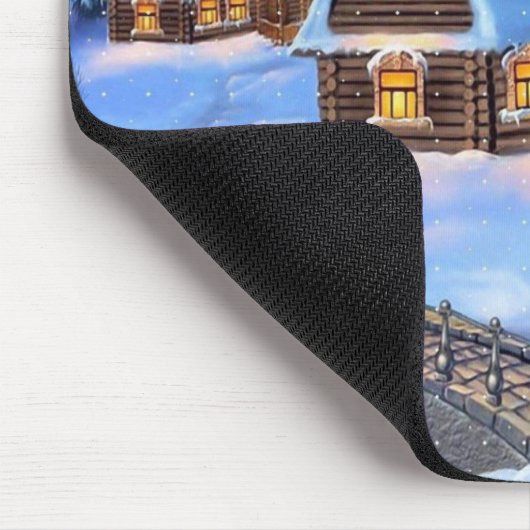 Weihnachts-Blockhaus im Winter Mousepad (Ecke)