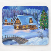 Weihnachts-Blockhaus im Winter Mousepad (Vorne)