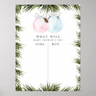 Weihnachts-Blu und Rosa-Gender-Spiel Poster