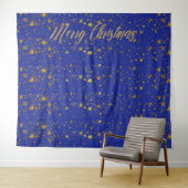 Weihnachts Blue Gold Stars Foto Stand Hintergrund Wandteppich (Beispiel (Horizontal))