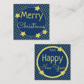 Weihnachts Blue Paper Note Flat Card mit Sternen Mitteilungskarte (Vorne/Hinten)