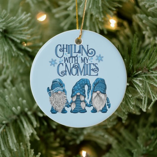 Weihnachts Blue Winter Trio Chillin mit meinen Gno Keramik Ornament (Baum)
