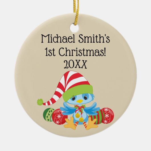 Weihnachts-Bluebird-Keramik Keramik Ornament (Vorne)