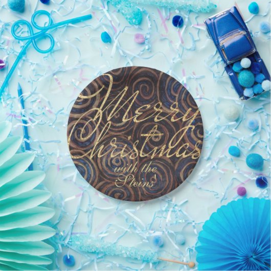 Weihnachts-Blues und Gold Pappteller (Party)