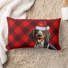 Weihnachts Bluetick Coonhound Hund Urlaub Kariert Lendenkissen