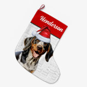 Weihnachts Bluetick Coonhound Name Woof Background Großer Weihnachtsstrumpf (Vorderansicht (hängend))