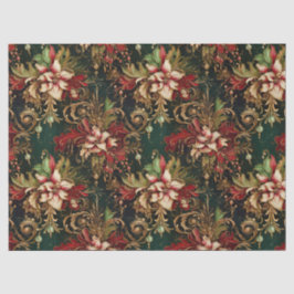 Weihnachts-Blume auf Green Decoupage Seidenpapier