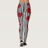 Weihnachts-Blume auf schwarz-weiß gestreift Leggings (Rückseite)