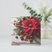 Weihnachts-Blume auf traditionellem Weißholz Feiertagskarte (Stehend Vorderseite)