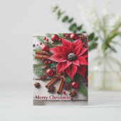 Weihnachts-Blume auf traditionellem Weißholz Postkarte (Stehend Vorderseite)