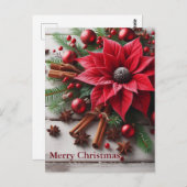 Weihnachts-Blume auf traditionellem Weißholz Postkarte (Vorne/Hinten)