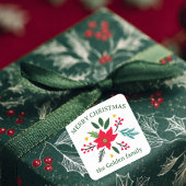 Weihnachts-Blume Botanicals Foliage Urlaub CUSTOM Quadratischer Aufkleber