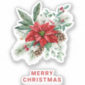 Weihnachts-Blume Bouquet rot und weiß Aufkleber (Vorderseite)
