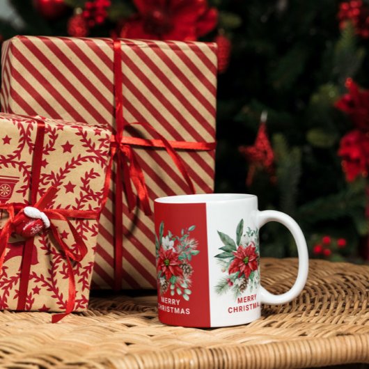 Weihnachts-Blume Bouquet rot und weiß Kaffeetasse