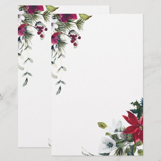 Weihnachts-Blume Briefpapier (Vorne/Hinten)