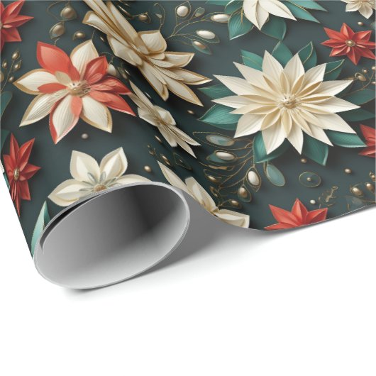 Weihnachts-Blume Geschenkpapier (Rolleneckpunkt)