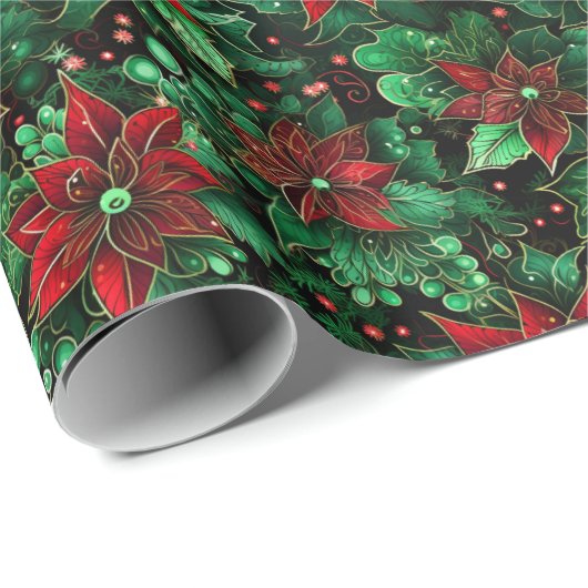 Weihnachts-Blume Geschenkpapier (Rolleneckpunkt)