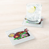 Weihnachts-Blume Glasuntersetzer (Schrägansicht)