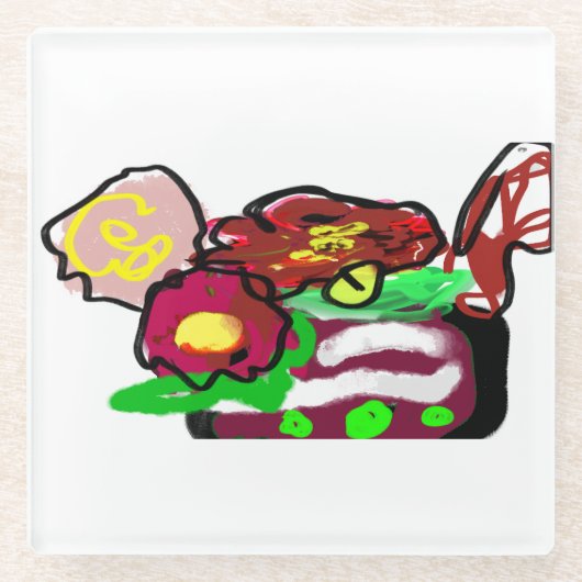 Weihnachts-Blume Glasuntersetzer (Vorderseite)