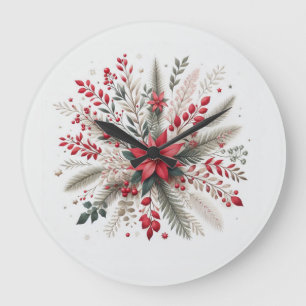 Weihnachts-Blume Große Wanduhr