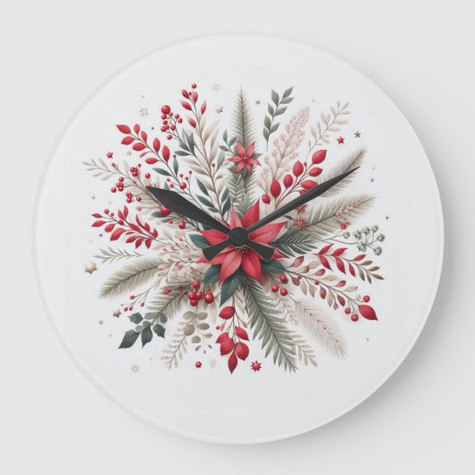 Weihnachts-Blume Große Wanduhr (Vorderseite)