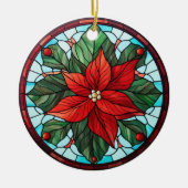 Weihnachts-Blume im Buntglasstil Keramik Ornament (Vorne)