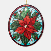 Weihnachts-Blume im Buntglasstil Keramik Ornament (Links)