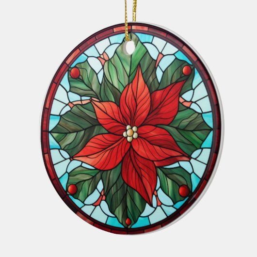 Weihnachts-Blume im Buntglasstil Keramik Ornament (Links)